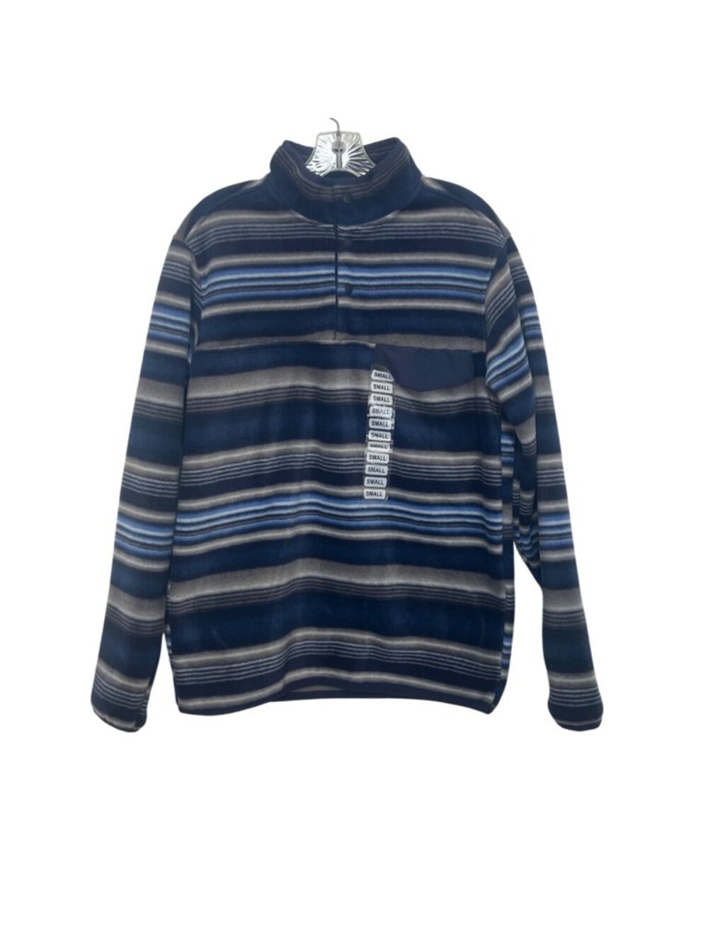 Southern‎ Grit Striped Fleece Pullover Small Blue New Snaps Fall Winter